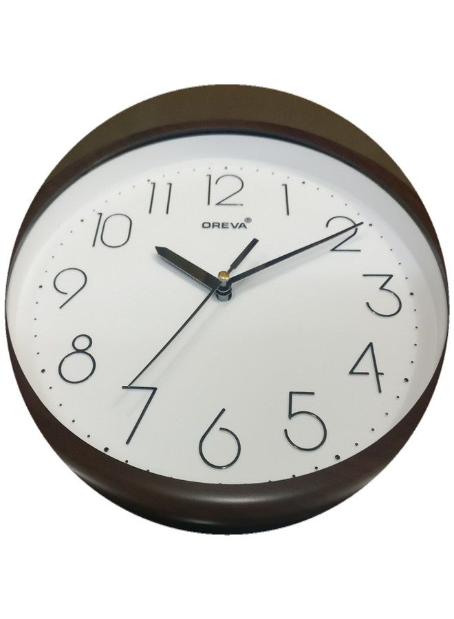 Oreva Plastic Round Simple Abstract Wall Clock (25.2 X 25.2 X 3.4 Cm, D Wood, Aq 1687), White - Analog - Image 5